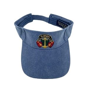 Vintage Y2K Distinctive Headwear Visor; Denim Blue; Florida Theme